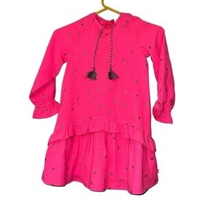 Billieblush girls neon Pink Kids Dress Tassel Detail gold embroidered sz 8 nwt